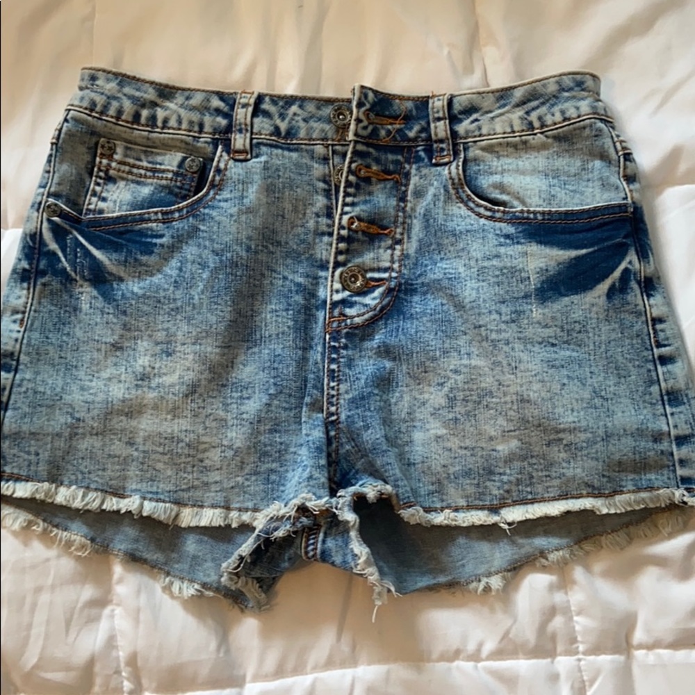 Light washed blue jean shorts